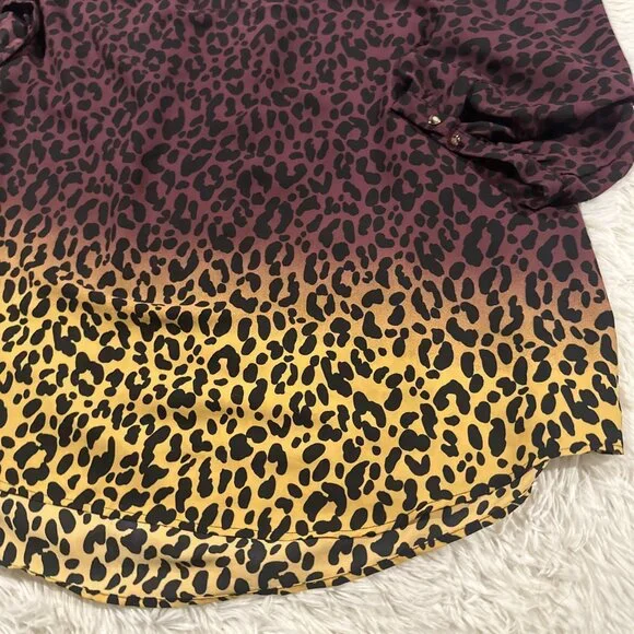 Torrid womens cheetah print ombre blouse 3 sheer sexy curvy - Picture 3 of 13